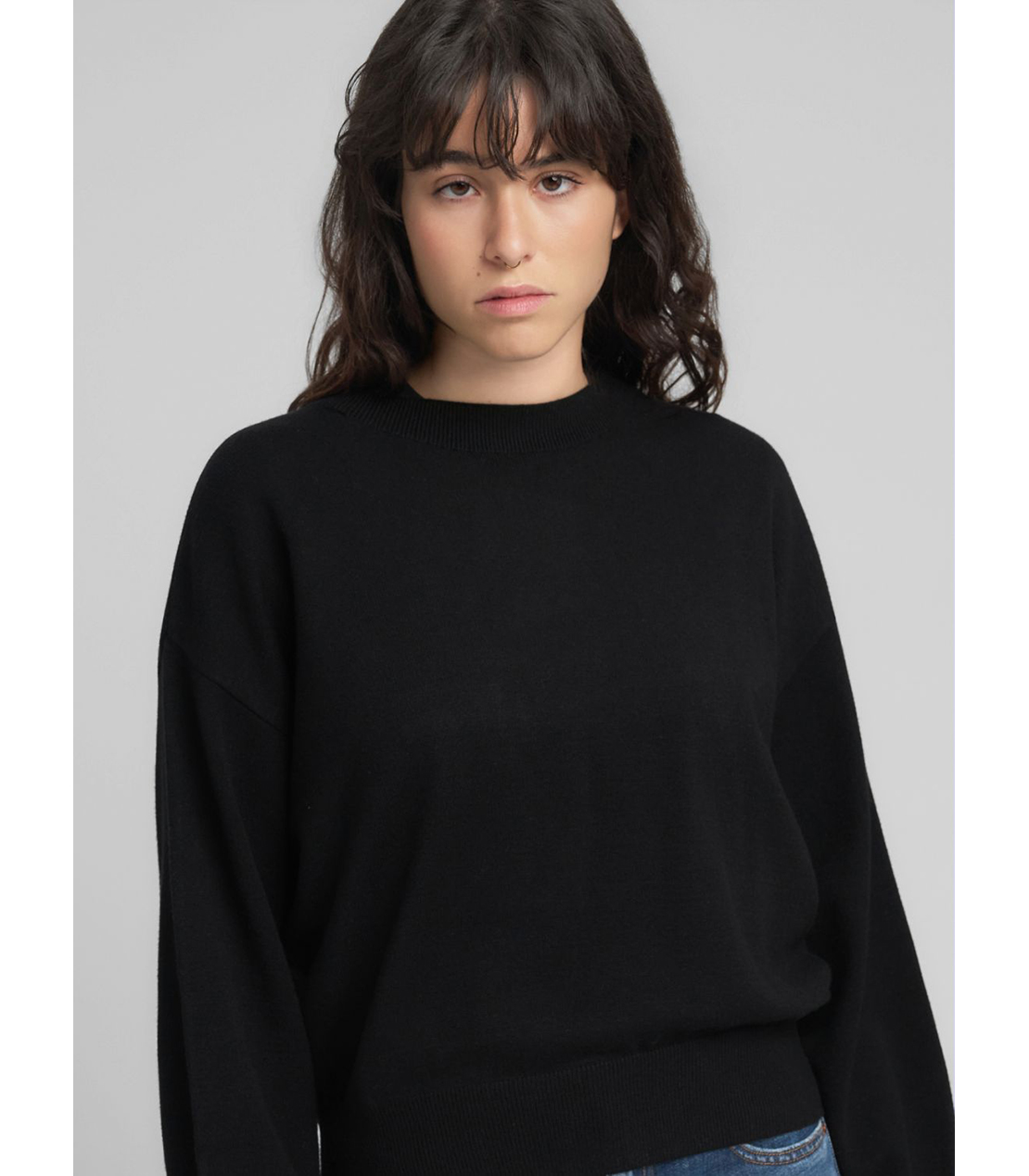 パフスリーブ クルーネックプルオーバー（セットアップ） 詳細画像 ブラック 5